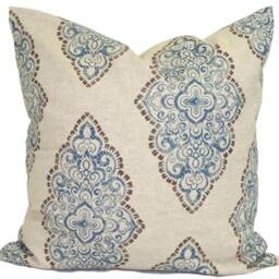 Blue Pillow Covers, Tan Throw Covers For All Size Inserts Incl. Euro Shams - thumbnail 2