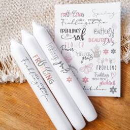 Candle Tattoos Various Motifs - Water Slide Film Decorating Candles Sayings Easter Spring Flowers - thumbnail 3
