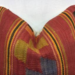 Vintage Turkish Kilim Pillow Cover, Handwoven Linen Throw, 20x20 - thumbnail 2