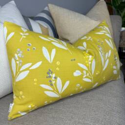 "Countryside Cushion Cover, Decorative Pillow Sofa Case, Leaf Design Cover Green & Sulfur 12"" X 20" - thumbnail 2