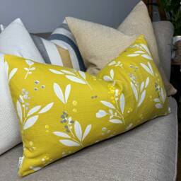 "Countryside Cushion Cover, Decorative Pillow Sofa Case, Leaf Design Cover Green & Sulfur 12"" X 20" - thumbnail 4