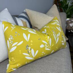 "Countryside Cushion Cover, Decorative Pillow Sofa Case, Leaf Design Cover Green & Sulfur 12"" X 20" - thumbnail 1