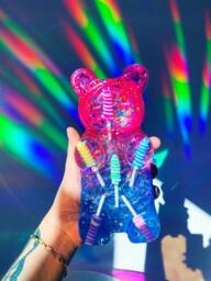 Pink Gummy Bear Lamp - Kids Night Light Giant Resin Neon Pop Art Sculpture Funky Home Decor Cool 3D
