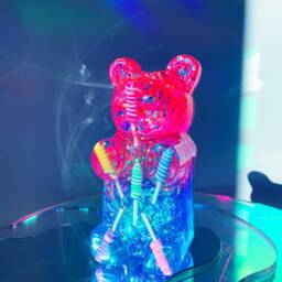 Pink Gummy Bear Lamp - Kids Night Light Giant Resin Neon Pop Art Sculpture Funky Home Decor Cool 3D - thumbnail 3