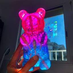 Pink Gummy Bear Lamp - Kids Night Light Giant Resin Neon Pop Art Sculpture Funky Home Decor Cool 3D - thumbnail 4