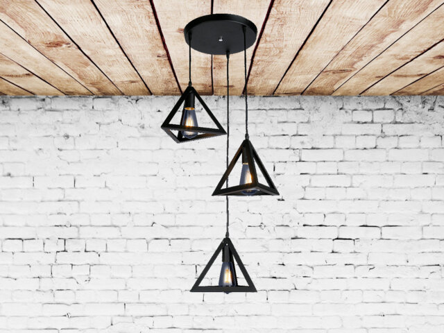 3 Pyramids Iron Pendant Lighting Modern Lighting Industrial Chandelier Hanging Lamp Vintage Light Fixture Kitchen - image 1