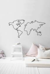 Matte Black Metal World Map Wall Art Modern Steel Decor - thumbnail 1