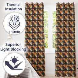 Grunge Tribal Abstract Brush Pattern Seamless Design Readymade Eyelet Ring Top Thermal 100% Blackout Curtains - thumbnail 3
