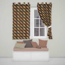 Grunge Tribal Abstract Brush Pattern Seamless Design Readymade Eyelet Ring Top Thermal 100% Blackout Curtains - thumbnail 1
