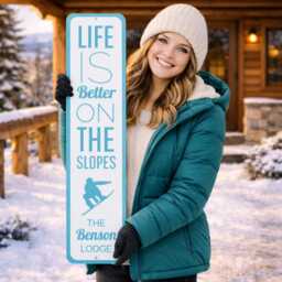Life Is Better On The Slopes Sign, Custom Family Lodge, Mountain Lodge Decor, Ski Cabin Wall Resort Sign - Metal - thumbnail 1