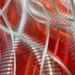 Shimmering Orange Metal Artwork - Modern Abstract Aluminum Wall Decor With Light-Reflective Texture - thumbnail 4
