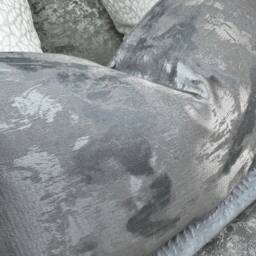 Metallic Grey Luxury Pillow Cover, Rectangle Bolster Cushion Cover For Bed Or Sofa, Decorative Scatter Designer Tessere Pewter - thumbnail 3