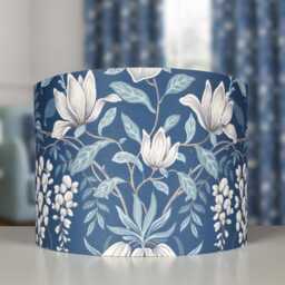 Lampshades in Laura Ashley Parterre Dark Seaspray Blue Fabric Handmade Various Sizes Free Delivery - thumbnail 4