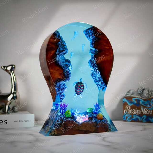 Epoxy Resin Lamp, Whale Shark & Divers Headphone Stand, Resin Art Lamp, Resin Night Light, Birthday Gifts For Him, Handmade Gift - image 1