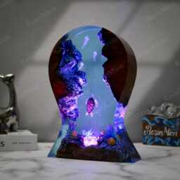 Epoxy Resin Lamp, Whale Shark & Divers Headphone Stand, Resin Art Lamp, Resin Night Light, Birthday Gifts For Him, Handmade Gift - thumbnail 3