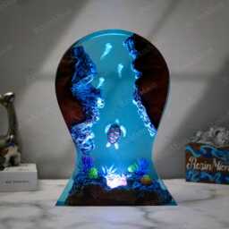 Epoxy Resin Lamp, Whale Shark & Divers Headphone Stand, Resin Art Lamp, Resin Night Light, Birthday Gifts For Him, Handmade Gift - thumbnail 4