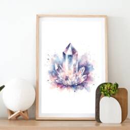 Clear Quartz Crystal Print - Set Of 3 Posters - Watercolour Gemstone Mineralogy Meaning Paintings Gifts Design Decor Wall Art - thumbnail 2