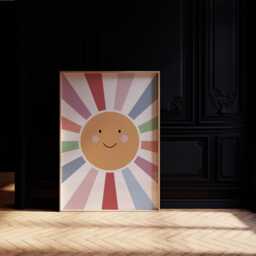 Big Sunshine Cute Smiley Print, Nursery Kids Bedroom, Girl, Boy, Playroom Wall Art, Unframed, A1/A2/A3/A4/A5, Decor - thumbnail 1