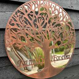 "Large 50cm Mirrored Wall Art Bronze Tree Of Life " - thumbnail 3