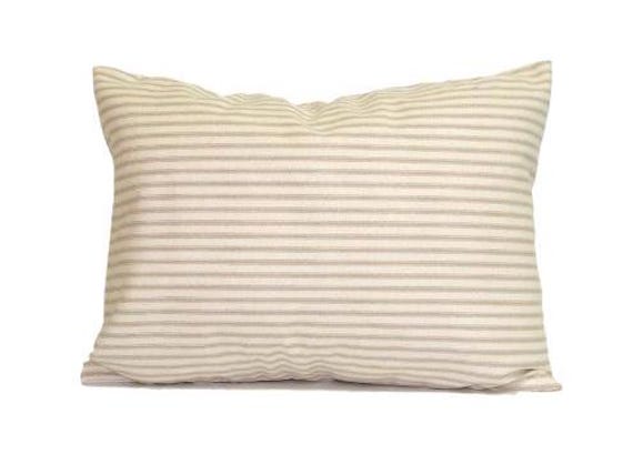 Tan Ticking Pillow Cover Sale, Cover, Farmhouse Covers For 12x16, 12x18 Or 12x20 Lumbar Pillows - image 1