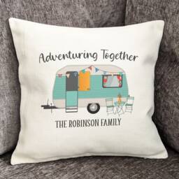 Personalised Caravan Cushion Adventuring Family Gift, Cushion, Personalised Camping Gift - thumbnail 2