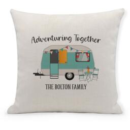 Personalised Caravan Cushion Adventuring Family Gift, Cushion, Personalised Camping Gift - thumbnail 1
