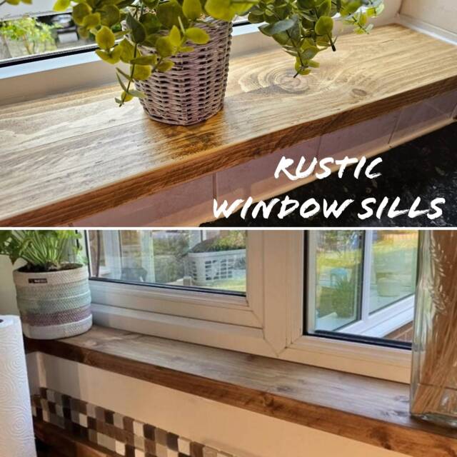 Rustic Window Sills - Reclaimed Wood Ledge Shelf Farmhouse Decor Display Stand Bathroom Sill Plant
