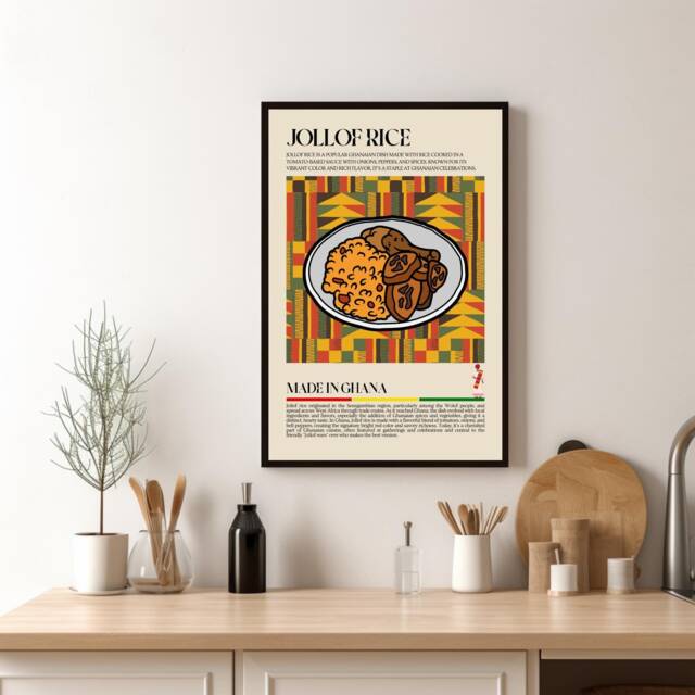 Ghanian Jollof Rice Print, Ghana, African Food, Kitchen Print, Retro Poster, Wall Art, Restaurant West Africa, Cafe Decor - image 1