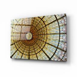 Mosaic Dome Pattern - Ornamental Geometric Tempered Glass Wall Art For Elegant Modern Interiors - thumbnail 2