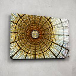 Mosaic Dome Pattern - Ornamental Geometric Tempered Glass Wall Art For Elegant Modern Interiors - thumbnail 1