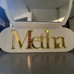 Personalised Oval Vanity Mirror - Wood Veneer Or Acrylic, Flat Pack Travel - thumbnail 2