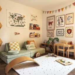 Wild Child Banner, Organic Cotton Kids Wall Decor, Natural Nursery Hanging, Modern Boys Bedroom Neutral Room - thumbnail 3