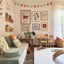 Wild Child Banner, Organic Cotton Kids Wall Decor, Natural Nursery Hanging, Modern Boys Bedroom Neutral Room - thumbnail 2