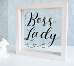 Boss Lady. Motivational Quote Frame. Office Decor. Strong Woman Gift. Personalised Rose Gold White. Birthday Sign Christmas Present Ornament - thumbnail 1