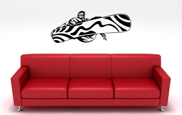 Large Snowboard Decal, Big Snowboarder Grab Sticker, Vinyl Boys Bedroom Wall Art, Snowboarder Kids Room - Snowboarding - image 1