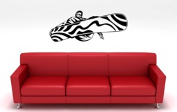 Large Snowboard Decal, Big Snowboarder Grab Sticker, Vinyl Boys Bedroom Wall Art, Snowboarder Kids Room - Snowboarding - thumbnail 1