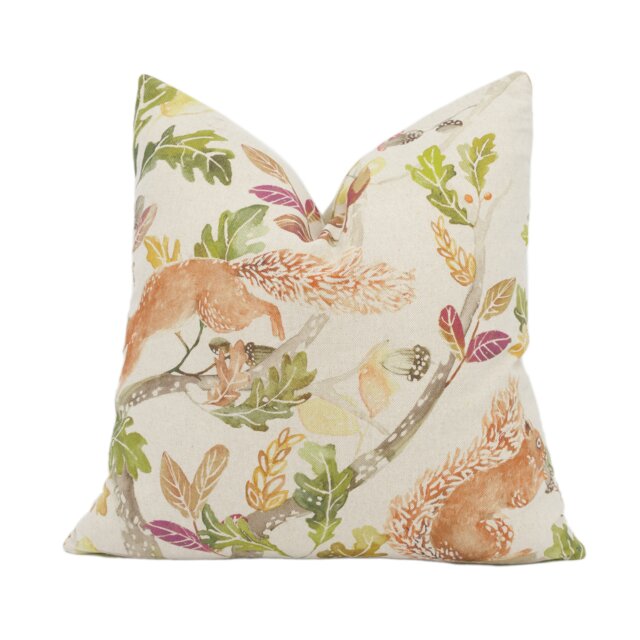 Voyage - Scurry Of Squirrels Linen Beautiful Red Squirrel Cushion Cover Handmade Throw Pillow Designer Home Decor - image 1