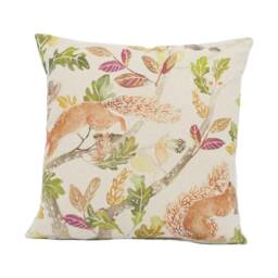 Voyage - Scurry Of Squirrels Linen Beautiful Red Squirrel Cushion Cover Handmade Throw Pillow Designer Home Decor - thumbnail 2