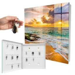 Sunset Wall Mounted Key Cabinet, Orange Box For Wall, Photographic Landscapes, Nature Lovers - thumbnail 2