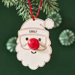 Personalized Santa Christmas Decoration - Wooden Ornament With Chocolate Nose - thumbnail 1