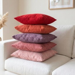 Colorful Corduroy Throw Pillow Case, Pastel Ribbed Velvet Cushion Cover, Custom Boho Sofa Decor - thumbnail 3
