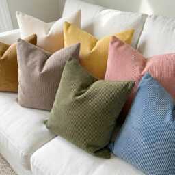 Colorful Corduroy Throw Pillow Case, Pastel Ribbed Velvet Cushion Cover, Custom Boho Sofa Decor - thumbnail 1