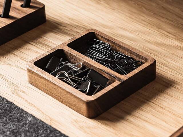 Two Chambers Wooden Organizer/Office Desk Accessories For Women&men Catchall For Jewelry, Keys Catch All Tray Gift - image 1