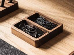 Two Chambers Wooden Organizer/Office Desk Accessories For Women&men Catchall For Jewelry, Keys Catch All Tray Gift