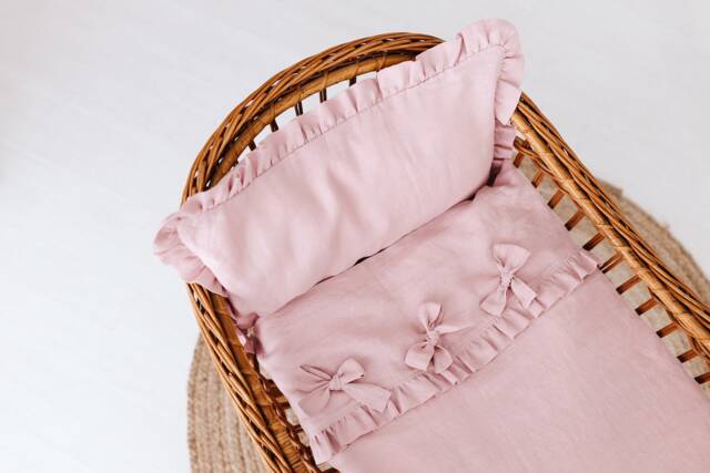 Linen Baby Bedding Set - Blush Pink Toddler - image 1
