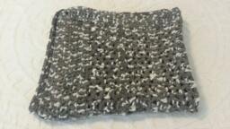 Crocheted Wool Lapghan Gray & White Baby Blanket - thumbnail 1