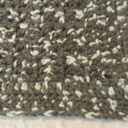 Crocheted Wool Lapghan Gray & White Baby Blanket - thumbnail 4