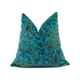 Gp & J Baker - Fritillerie Velvet Indigo/Teal Classic Bold Scrolling Vine Cushion Cover Handmade Throw Pillow Designer Home D??cor - thumbnail 1