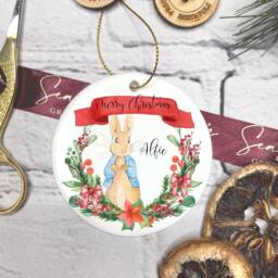 Personalised Christmas Ornament, Keepsake, Hanging Decoration, Ornament. Bunny Rabbit Ornament - thumbnail 2