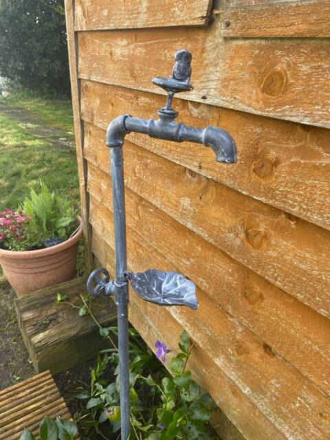 Steel Tap Bird Feeder Garden Stake Decorative Wild Bath Outdoor Decor - image 1